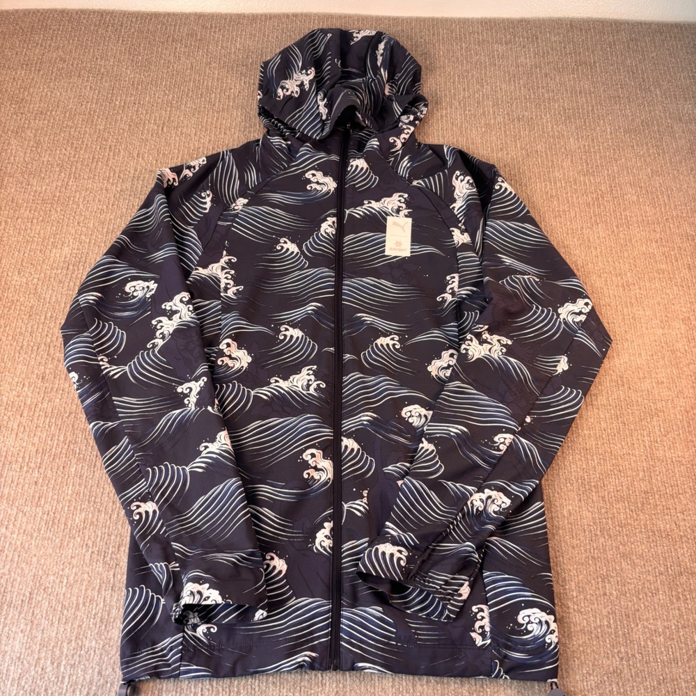 Puma X Saysky Navy Waves Lightweight Running Jacket Men's Size XS EUC SAMPLE